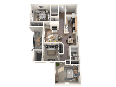 Floor plan for 3 beds, 2 baths, 1236 sqft